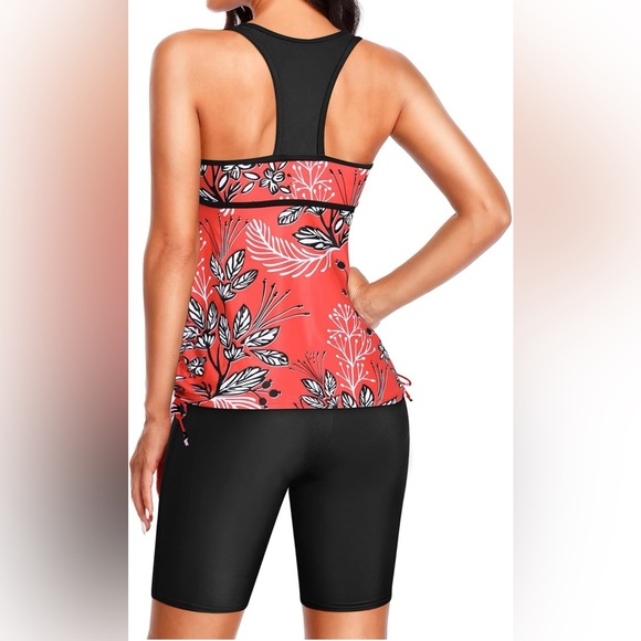 Yonique Women Two Piece Tankini Swimsuits with Shorts Racerback Swimwear - Picture 2 of 8